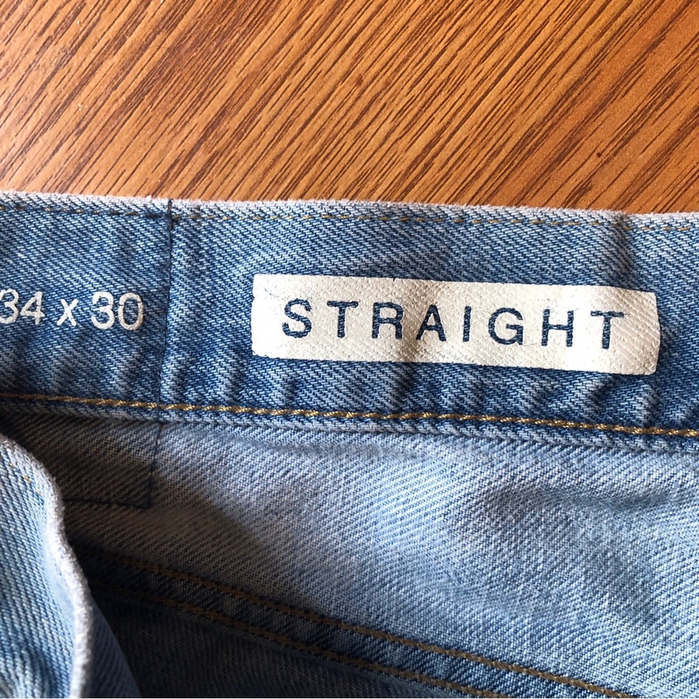 GAP Light Blue Distressed Straight Leg Jeans - Picture 5 of 7